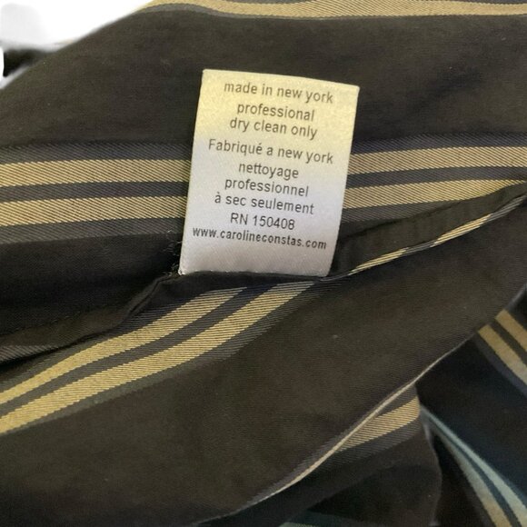 Caroline Constas Tiered High- Low Layered Dress Striped Bow Ruffle Brown Small - Picture 14 of 14